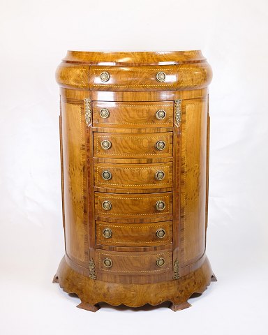 Antique High Chest of Drawers - Klunke Style - Rosewood - Brass Handles - Curved 
Front - 1890s
