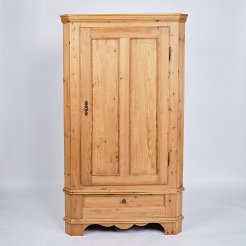 Antique Corner Cabinet - Solid Pine - Brass Fittings - 1920s

