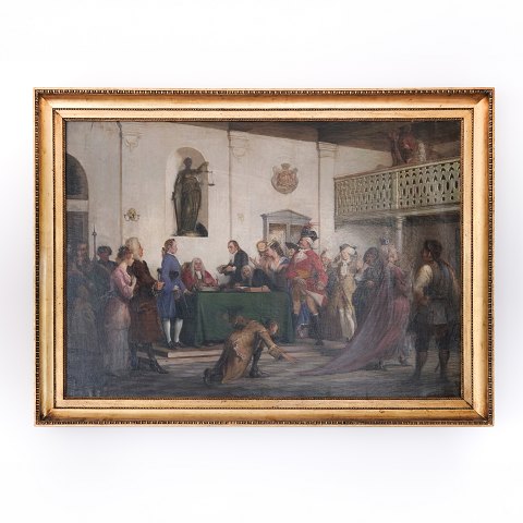 Wilhelm Marstrand – Scène de « Le Naufrage Heureux » de Ludvig Holberg – Non signé – Huile sur toile – 95 x 135 cm