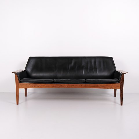 Dreisitzer Sofa aus Rio Palisander und Original Schwarzem Leder von Steen Østergaard für Jason Møbler, 1960er Jahre