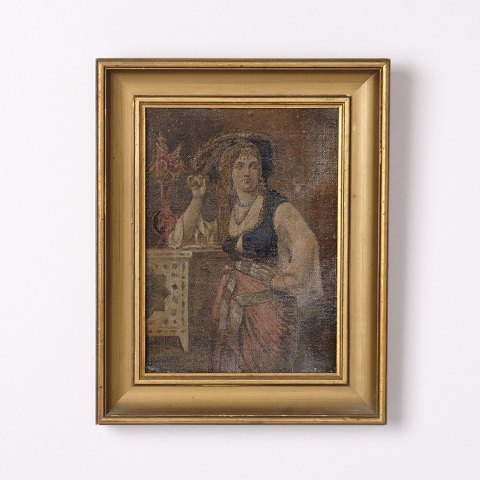 Porträtgemälde auf Leinwand mit Goldrahmen aus den 1940er Jahren Kopenhagen