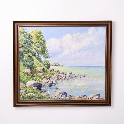 Ölgemälde auf Leinwand mit Küstenmotiv Signiert 1989