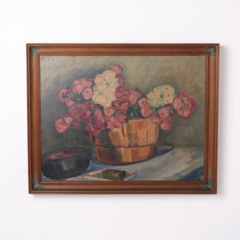 Ölgemälde auf Leinwand mit Blumenmotiv Signiert 1922