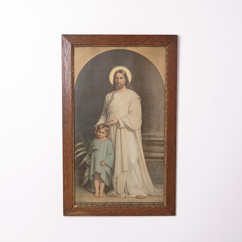 Druck mit religiösem Motiv im Holzrahmen