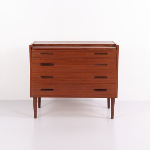 Dänische Teak Kommode mit Verstecktem Schminktisch und Spiegel 1960er Jahre