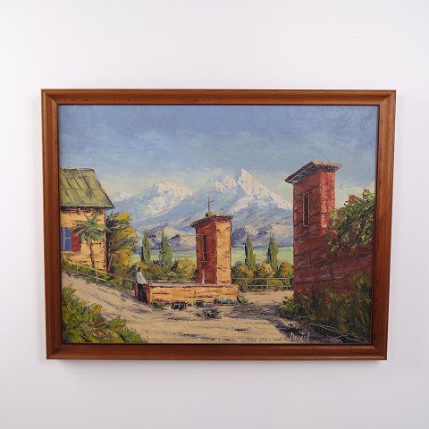 Ölgemälde mit Südlicher Berglandschaft, signiert Mogens Daniel, ca. 1950–1970