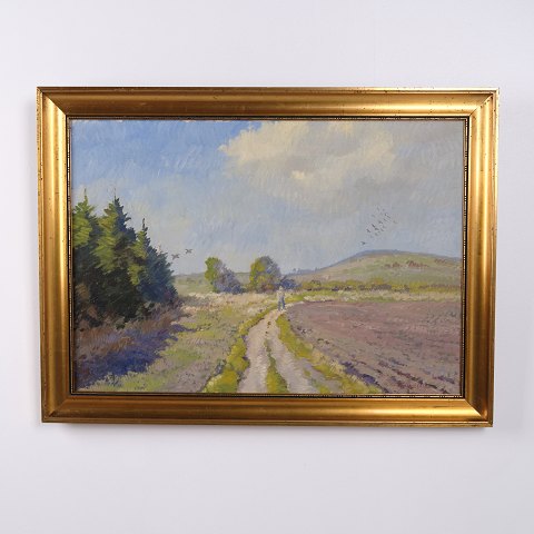 Landschaftsgemälde auf Leinwand im Goldrahmen 57 x 77 cm