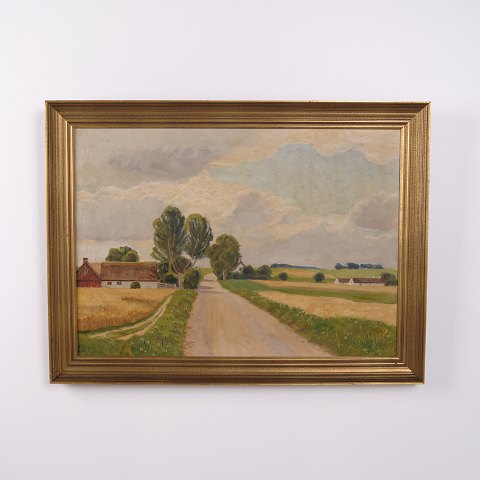 Landschaftsgemälde auf Leinwand im Goldrahmen 58,5 x 78 cm