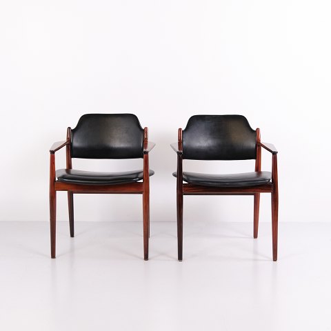 Paar Arne Vodder Modell 62A Armlehnstühle aus Palisander und Schwarzem Leder von Sibast Furniture, 1960er-Jahre