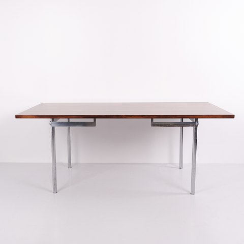 Hans J. Wegner AT-318 Esstisch aus Palisander mit Beinen aus Gebürstetem Stahl von Andreas Tuck, 1960er-Jahre