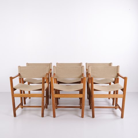 Set Esszimmerstühle Modell J102 aus massiver Eiche und hellem Canvas von Ditte und Adrian Heath für FDB Møbler