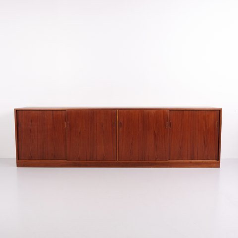Lange Niedrige Teak Anrichte im Mid Century Modern Stil aus den 1960er Jahren