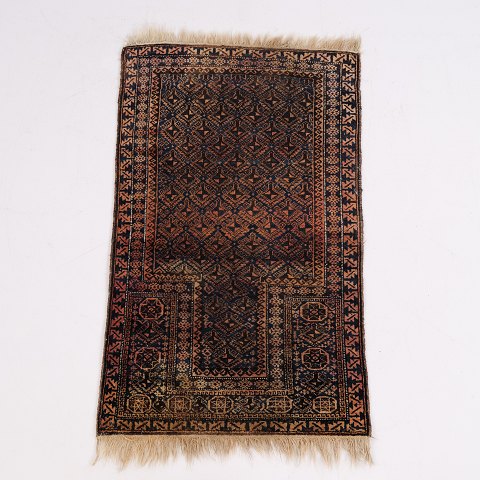 Orientalischer Gebetsteppich Inspirierter Teppich mit Mihrab Motiv in Dunklen Farbtönen 125 x 78 cm