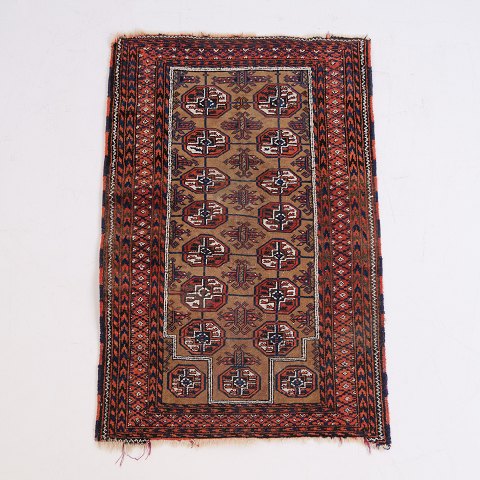 Bokhara Inspirierter Orientteppich mit Tekke Muster in Roten und Beigen Farbtönen 120 x 76 cm