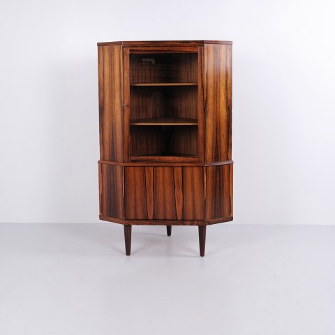 Dänischer Eckschrank / Barschrank aus Palisander mit Glastür 1960er Jahre