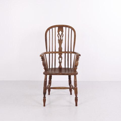 Englischer Victorian Windsor Armstuhl mit Durchbrochener Rückenlehne ca. 1860–1890