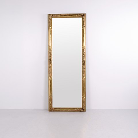 Hoher Vergoldeter Spiegel mit Blumendekor 1860er Jahre 203 x 80 cm