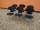 6 black chairs designed by Arne Jacobsen Model 3100 with 3 legs in good condition 5000 m2 showroom