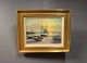 Oil painting of the Beach at sun down signed Th. Skovgaard by Theodor Skovgaard.5000m2 showroom.