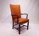 Sessel - Cognac - Elegance Leder - Messingknöpfe - Dunkles Holz - Fritz Hansen - 1944