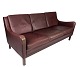 3-Sitzer Sofa – Rotbraunes Leder – Stouby Møbler – 1960