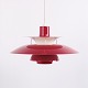 Poul Henningsen Pendelleuchte Modell PH 5 aus rot lackiertem Metall, Louis Poulsen