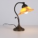 Antike Schreibtischlampe aus Schmiedeeisen mit Gelbem Mattglas im Art Nouveau Stil