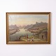 Gemälde auf Leinwand mit Fluss durch Berglandschaft Signiert aus den 1940er Jahren