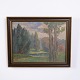 Landschaftsgemälde auf Leinwand mit Bäumen im Goldrahmen 39 x 48,5 cm
