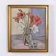 Blumenbild auf Leinwand im Goldrahmen 38 x 32,5 cm