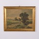 Landschaftsgemälde auf Platte mit Schafen im Goldrahmen 37,5 x 47,5 cm
