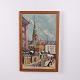Stadtgemälde auf Leinwand mit Kirche im Goldrahmen 61 x 40 cm