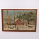 Ölgemälde auf Leinwand mit Winterlandschaft und Haus im Goldrahmen 58 x 87,5 cm