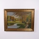 Ölgemälde auf Leinwand mit Landschaft und See im Goldrahmen 59 x 79,5 cm