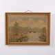 Landschaftsgemälde auf Leinwand mit See und Enten im Goldrahmen 55,5 x 75,5 cm