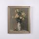 Blumengemälde auf Leinwand mit Blumen in Vase im Goldrahmen 62 x 51,5 cm