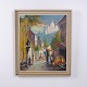Gemälde auf Leinwand mit Straßenmotiv im Goldrahmen 72 x 62 cm