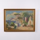 Landschaftsgemälde auf Leinwand mit südlichem Küstenmotiv im Goldrahmen 54 x 74 cm