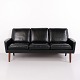Vintage 3 Sitzer Sofa aus schwarzem Leder Dänisches Design der 1960er Jahre