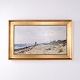 Ölgemälde mit Küstenpartie aus Hornbæk im Goldrahmen von 1886 von Alfred Olsen