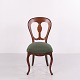 Antiker Stuhl aus Dunklem Holz mit Grün Gepolstertem Sitz ca. 1860–1880