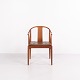 Hans J. Wegner China Chair FH 4283 aus Mahagoni und Braunem Leder Fritz Hansen