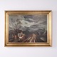Gemälde auf Leinwand mit Dorfmotiv und Pferdewagen 1930er Jahre 58 x 76 cm