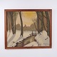 Poul Steffensen Winterlandschaft mit Bach und Brücke 1945 89 x 107 cm