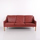 Børge Mogensen Dreisitzer Sofa Modell 2209 aus Rotbraunem Leder für Fredericia Stolefabrik