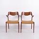 Paar N.O. Møller Modell 55 Armlehnstühle aus Teak und Geflecht J.L. Møllers Møbelfabrik 1960er Jahre